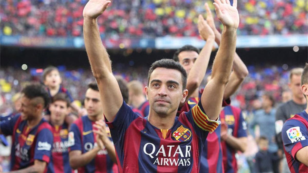 Xavi, en el Camp Nou en su despedida