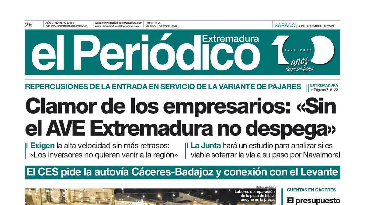 Consulta la portada correspondiente al día 2 de diciembre de 2023