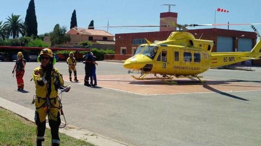 El helicóptero tras el rescate