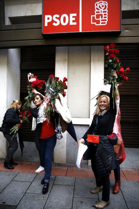 Protestas en la sede del PSOE en Ferraz