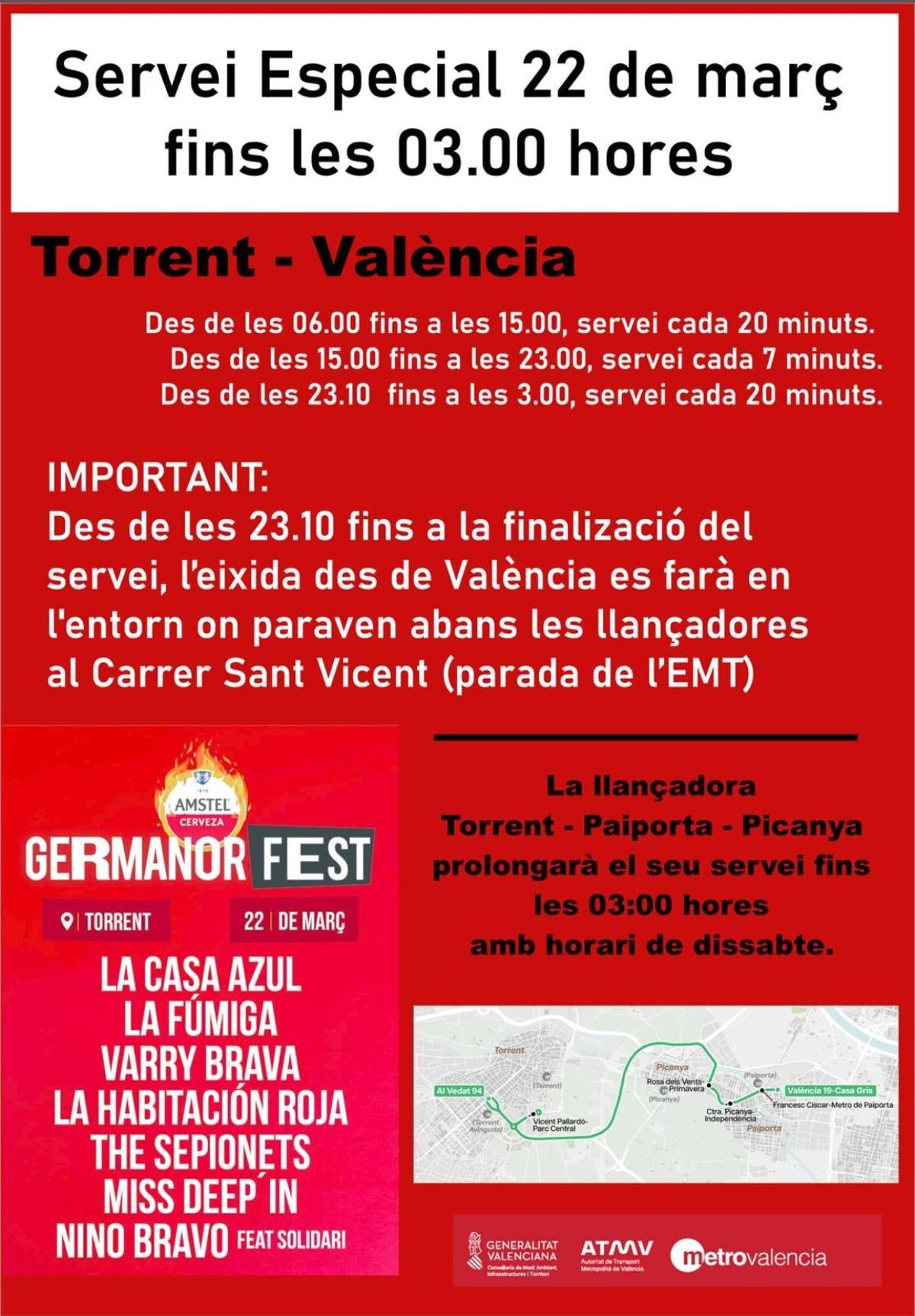 Servicio especial de lanzadera al Germanor Fest