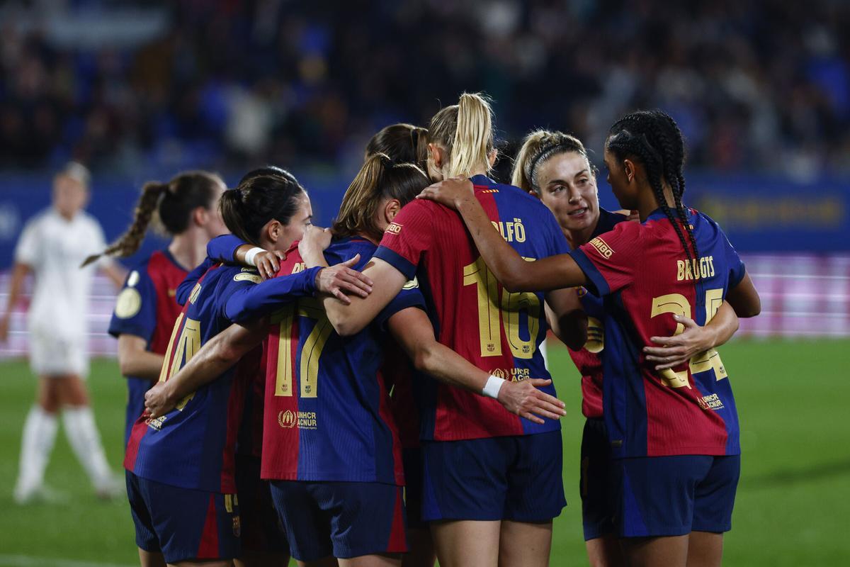 El Barça en el partido de vuelta de las semifinales de la Copa de la Reina ante el Real Madrid