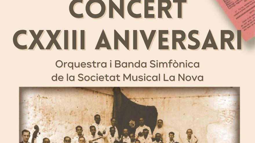 Cartell del concert de La Nova pel 123é aniversari.