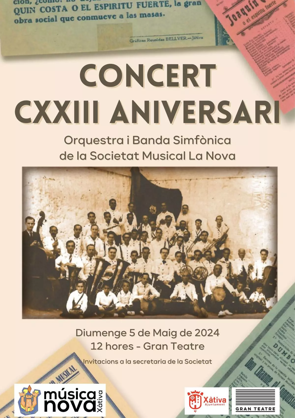 La Música Nova de Xàtiva celebra el 123 aniversario con un concierto