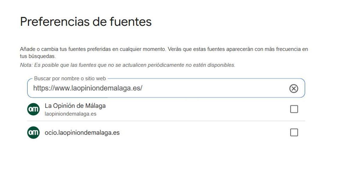 Preferencias de fuentes.