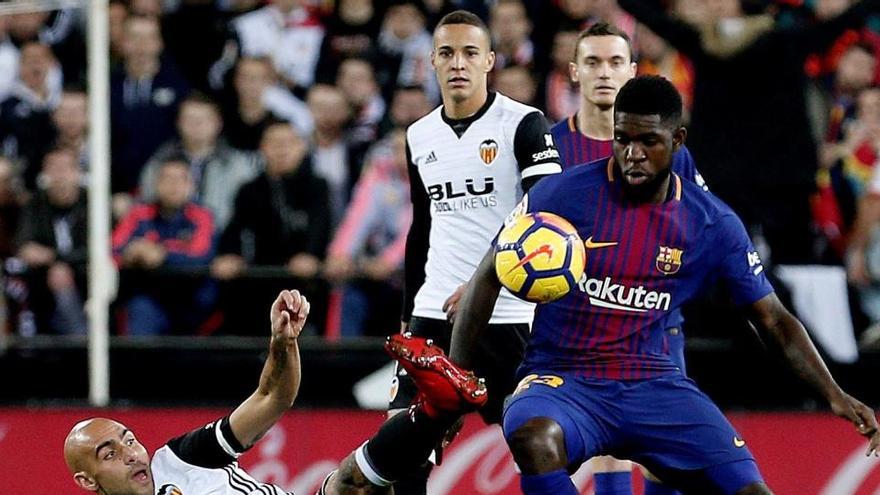 Samuel Umtiti, en un partido contra el Valencia