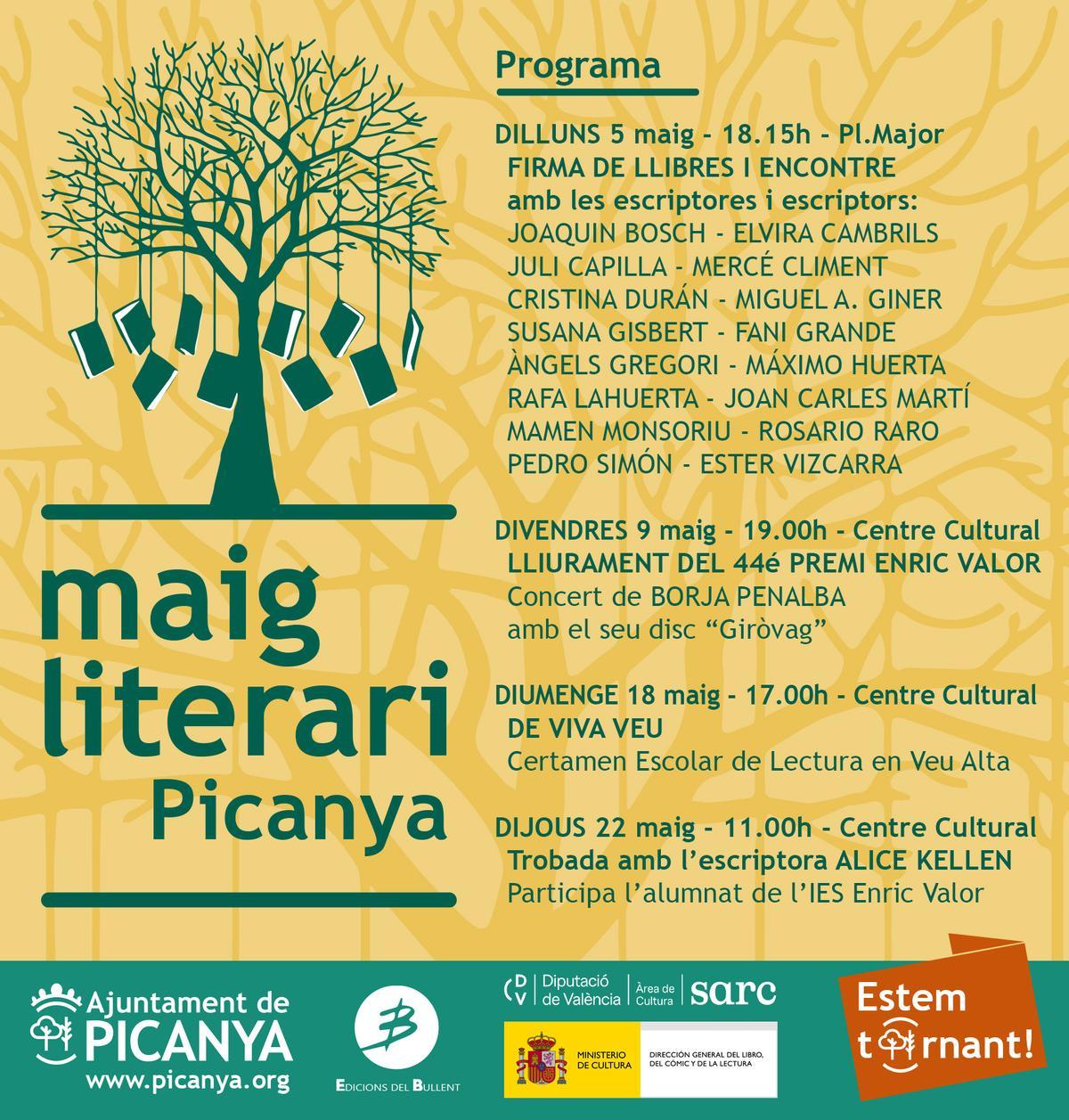 Cartel completo del programa de Mayo Literario en Picanya.
