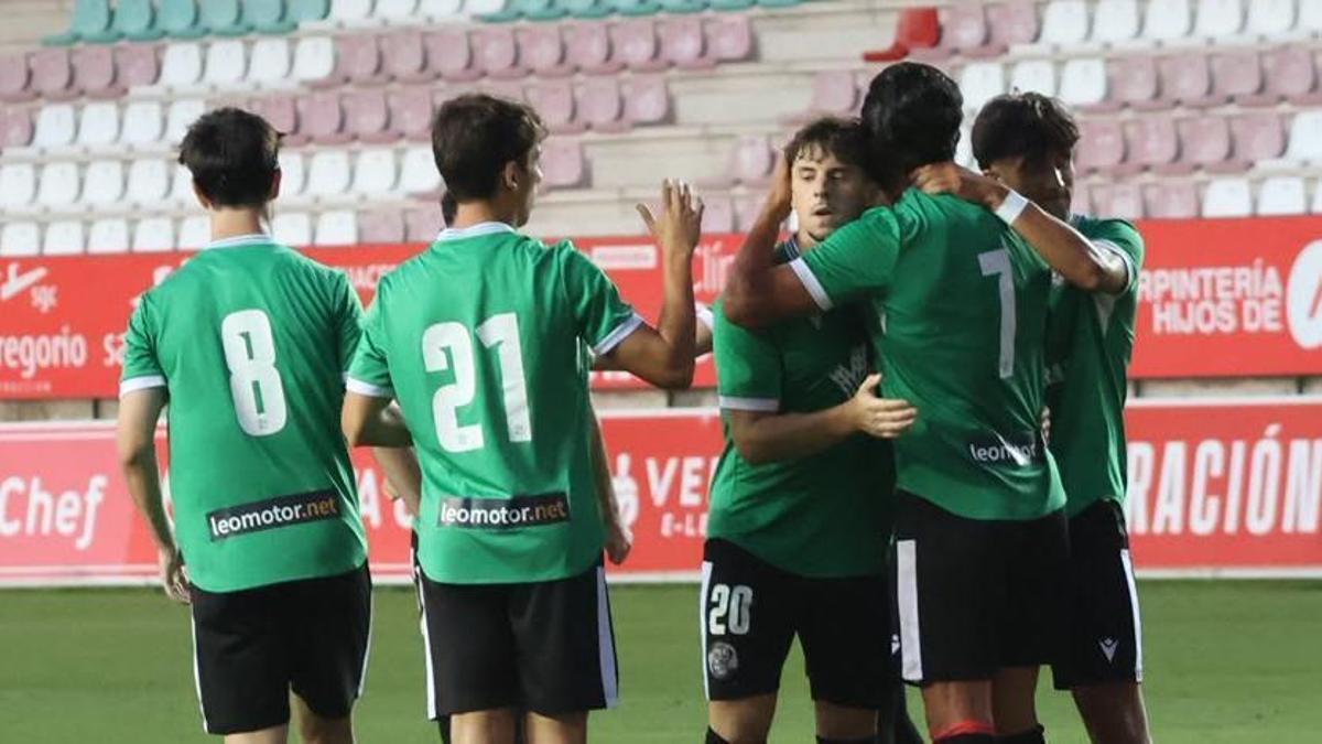 El Zamora CF celebra el gol de Carbonell ante la Cultural Leonesa del pasado miércoles.