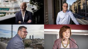 De izquierda a derecha, Xavier Vilajoana, presidente de la Associació de Promotors de Catalunya (APCE); Óscar Gorgues, director de la Cambra de la Propietat Urbana de Barcelona; Lluís Moreno Lasalle, presidente de la Cambra Oficial de Contractistes dObres de Catalunya (CCOC) y Carme Trilla, presidenta del Observatori Metropolità de lHabitatge de Barcelona y de la Fundació Hàbitat3.