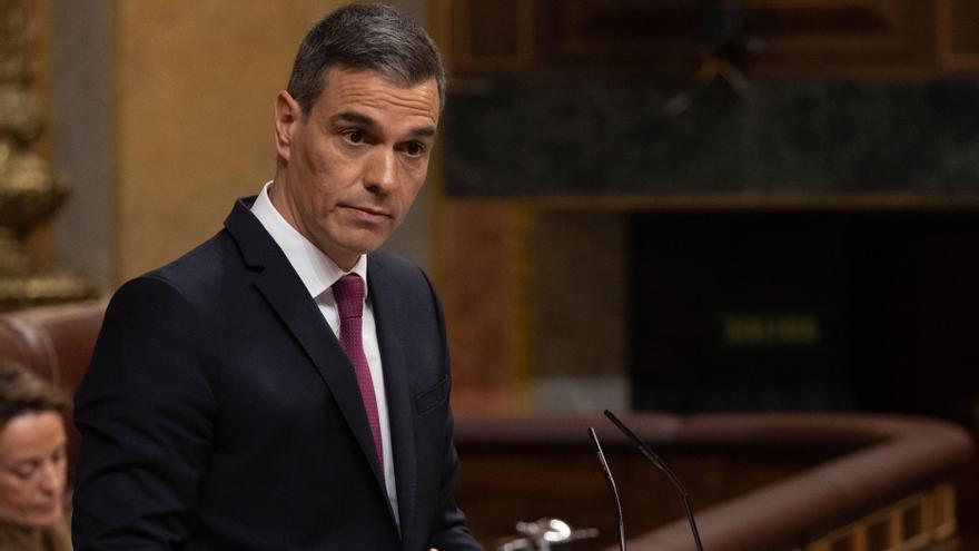 El presidente del Gobierno, Pedro Sánchez, interviene durante una sesión plenaria, en el Congreso de los Diputados.