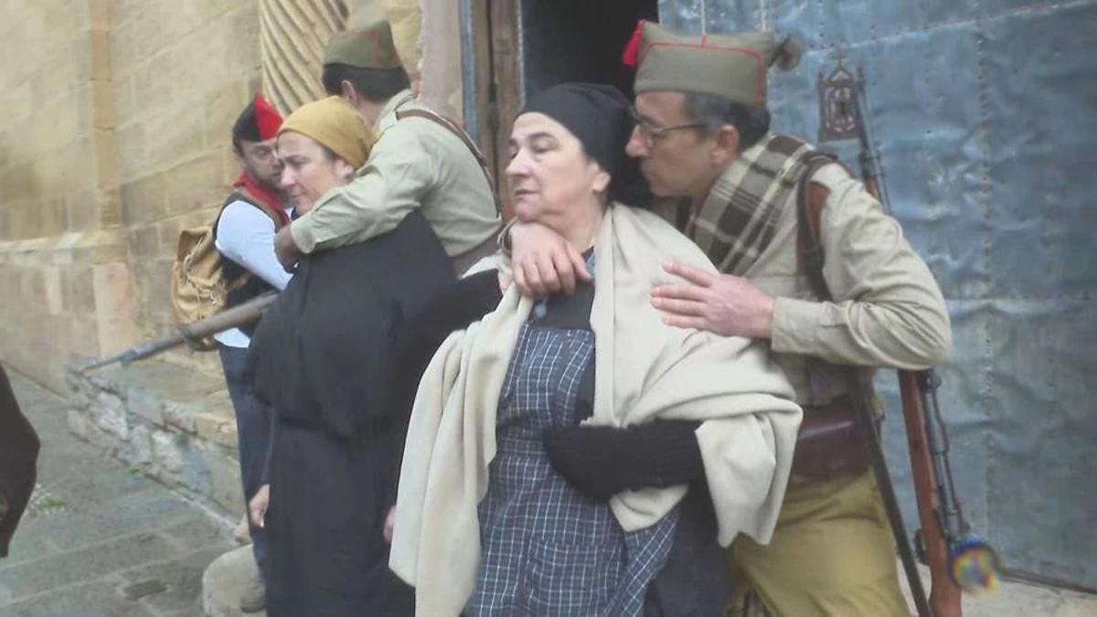 Una de las escenas recreadas en Mirambel este sábado de 'Tierra y libertad'.