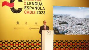 El Rey Felipe VI, en su discurso de inauguración del IX Congreso de la Lengua Española de Cádiz.  