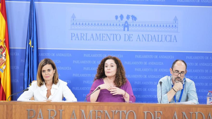 La diputada de Por Andalucía Esperanza Gómez y la portavoz del grupo, Inma Nieto, este miércoles en rueda de prensa.