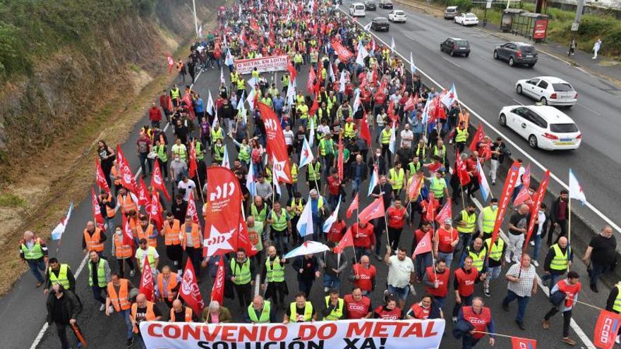 Protesta de trabajadores del metal de A Coruña en mayo. |   // V. ECHAVE