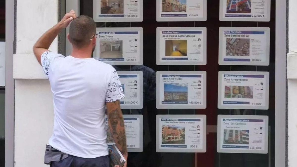 Una persona observa los precios de las viviendas en una inmobiliaria de Las Palmas de Gran Canaria.