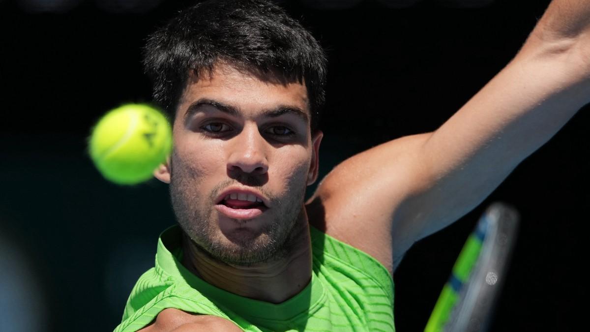 Carlos Alcaraz, durante el duelo ante Corentin Moutet