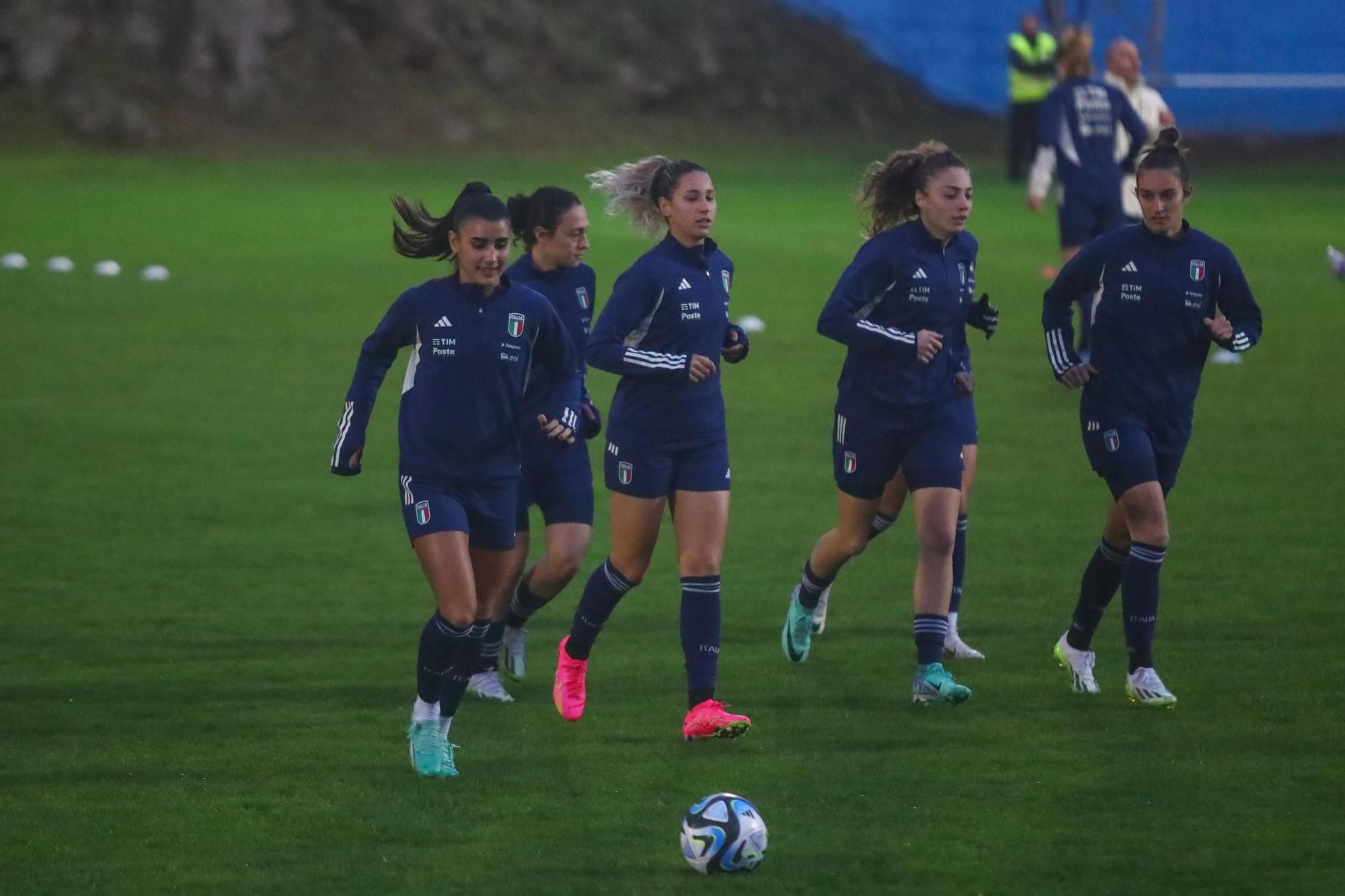 La selección de Italia, durante la sesión de entrenamiento en Cambados