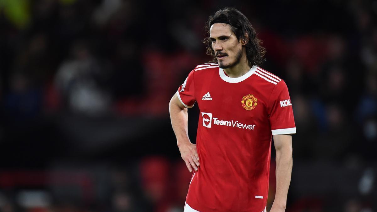 Cavani, durante el encuentro reciente entre el Manchester United y el Wolverhampton Wanderers.