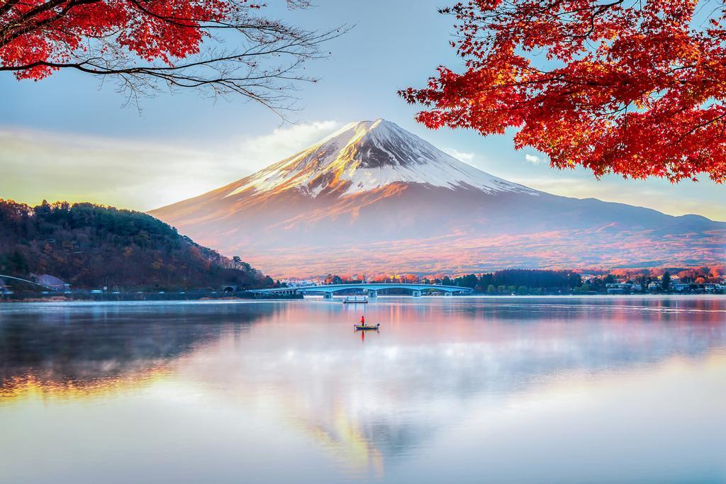 Lago Kawaguchi con el monte Fuji al fondo