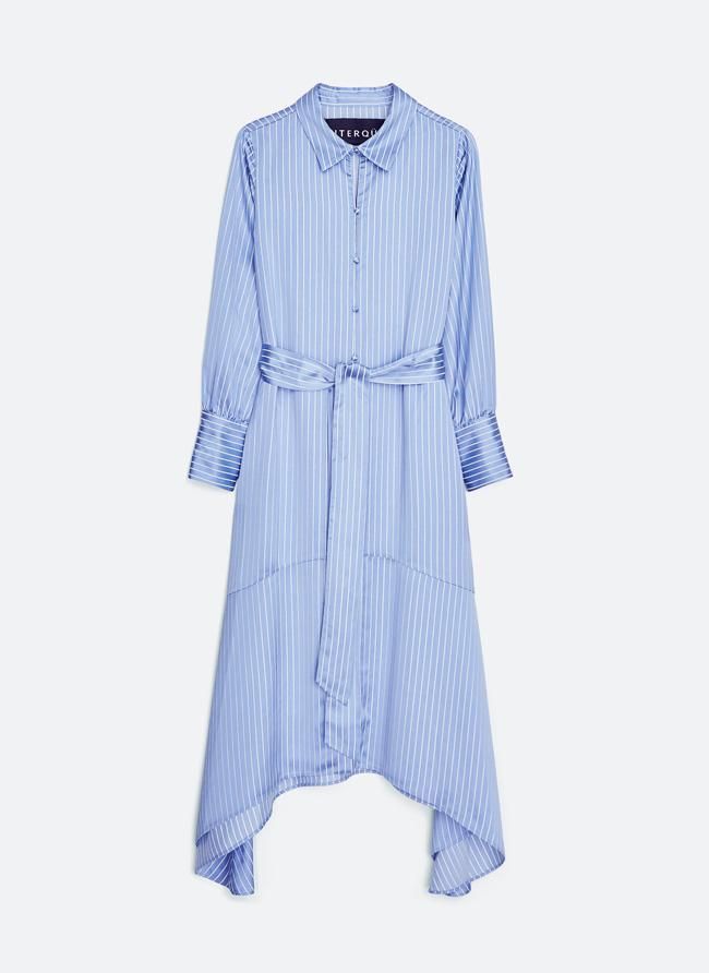 Vestido camisero celeste, de Uterqüe