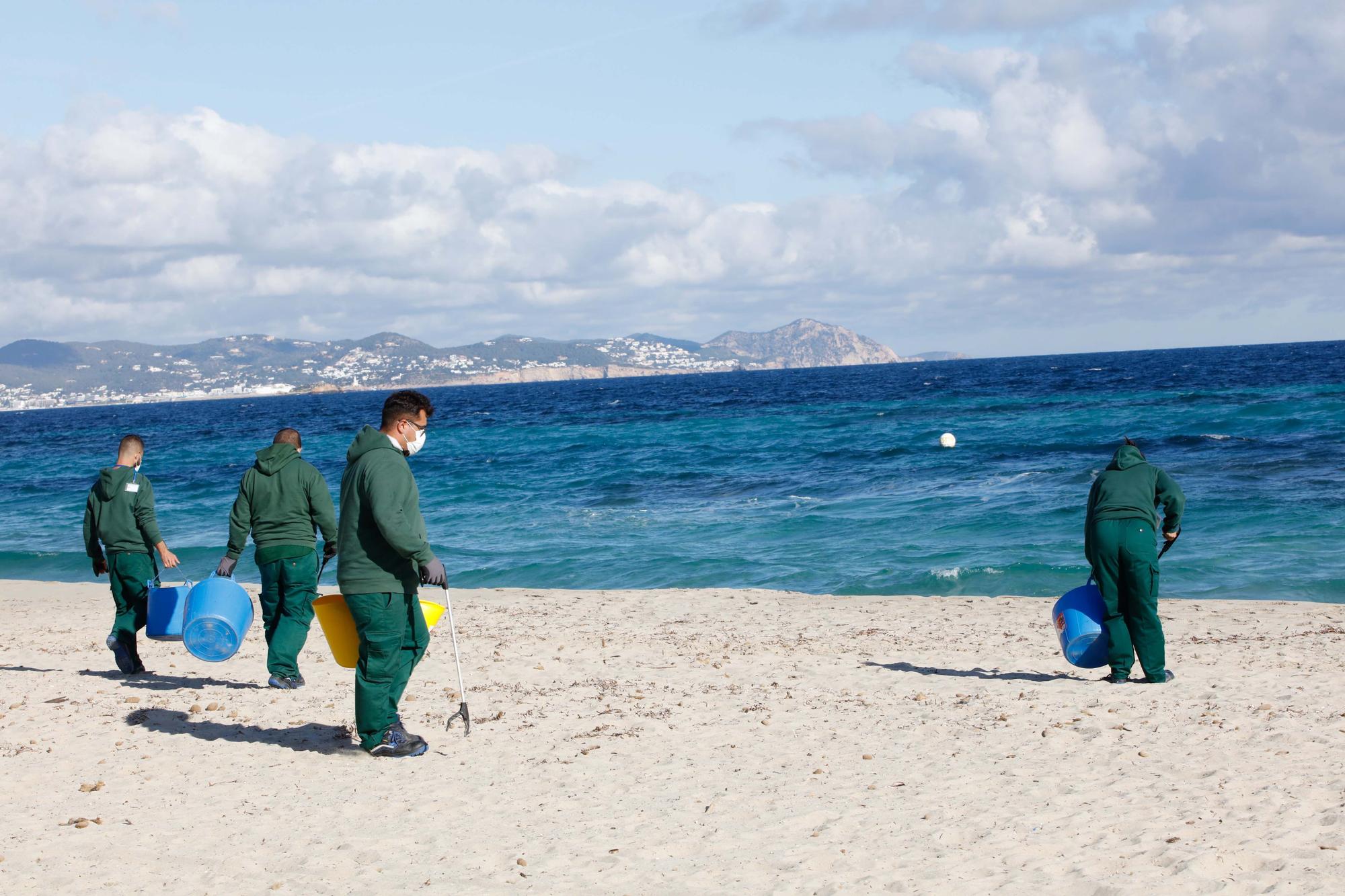 Limpieza de la playa de es Cavallet