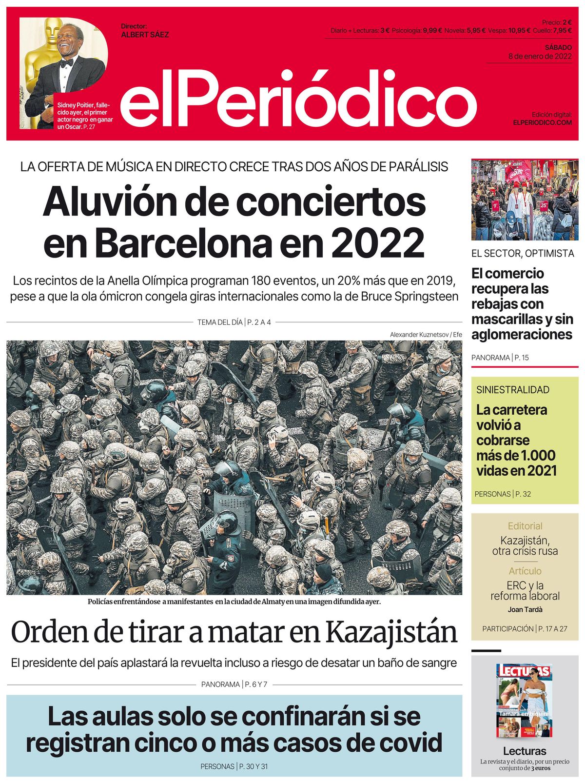 La portada d’EL PERIÓDICO del 8 de gener del 2022