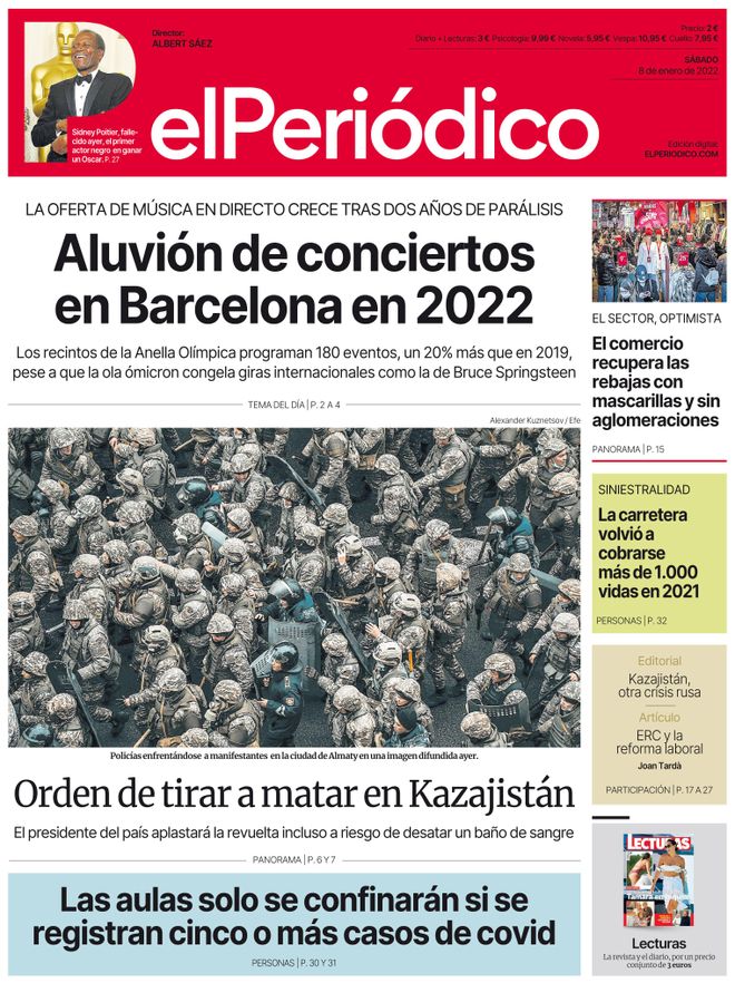 La portada d’EL PERIÓDICO del 8 de gener del 2022
