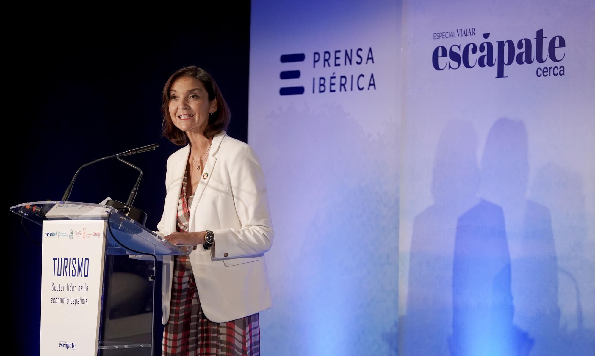 Reyes Maroto, durante su intervención en la presentación 'Escápate Cerca'.