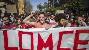 Manifestación contra la LOMCE en marzo del 2017, en València.