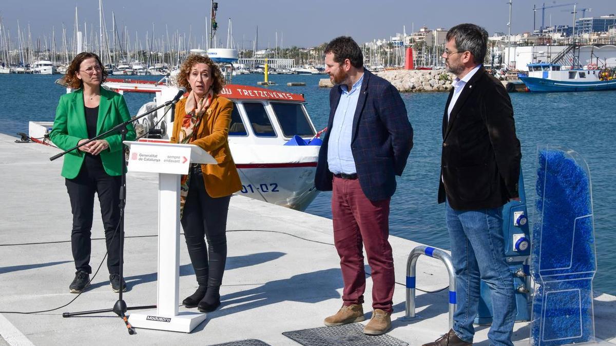La 'consellera' Ester Capella, durante la presentación de las mejoras en el puerto de Vilanova i la Geltrú