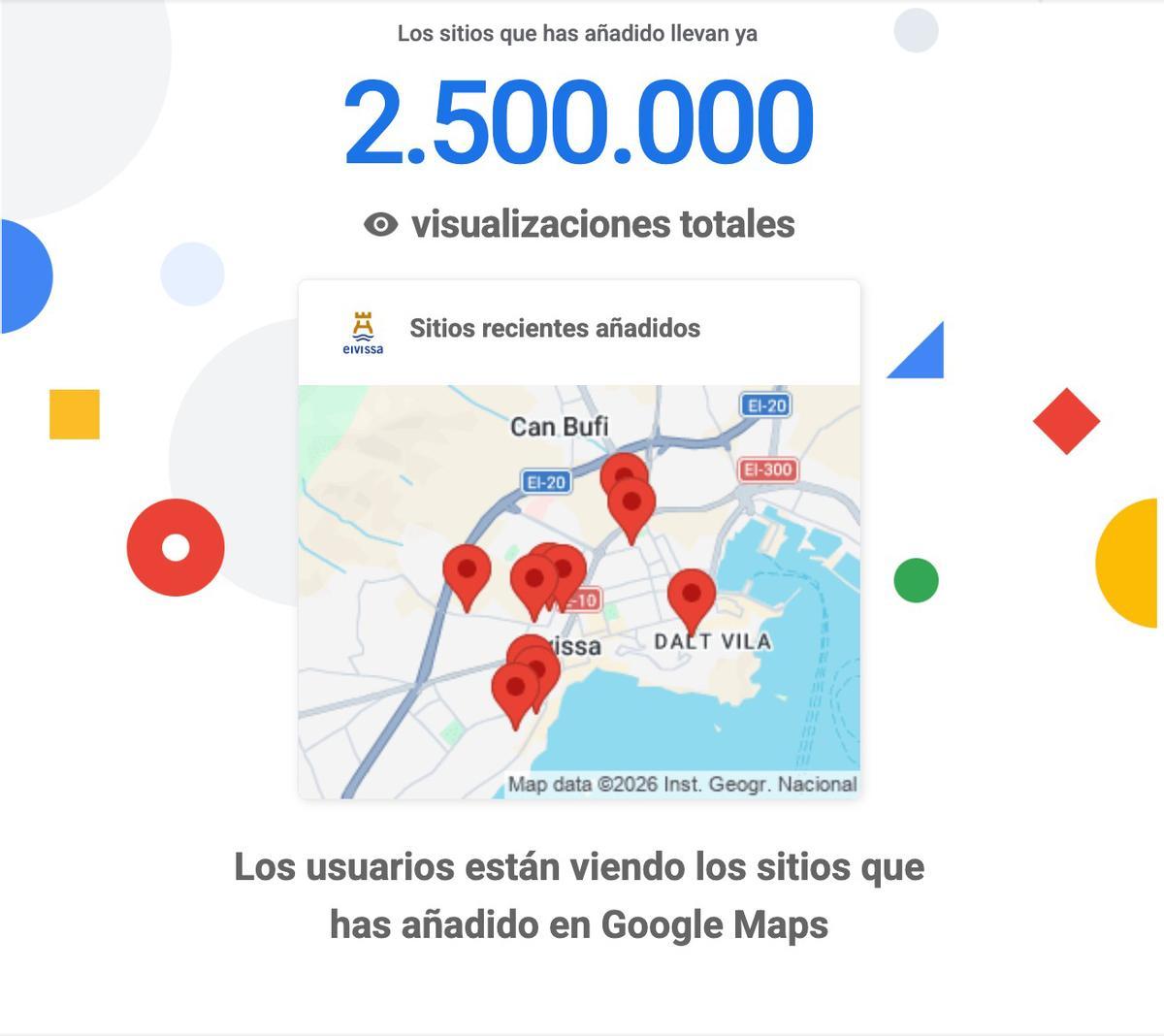 Detalle de las visualizaciones de la aplicación facilitado por el Ayuntamiento de Ibiza.