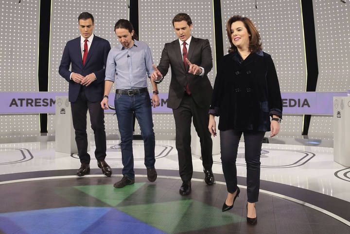 DEBATE TELEVISADO ENTRE LOS CANDIDATOS DE PP, PSOE, CIUDADANOS Y PODEMOS