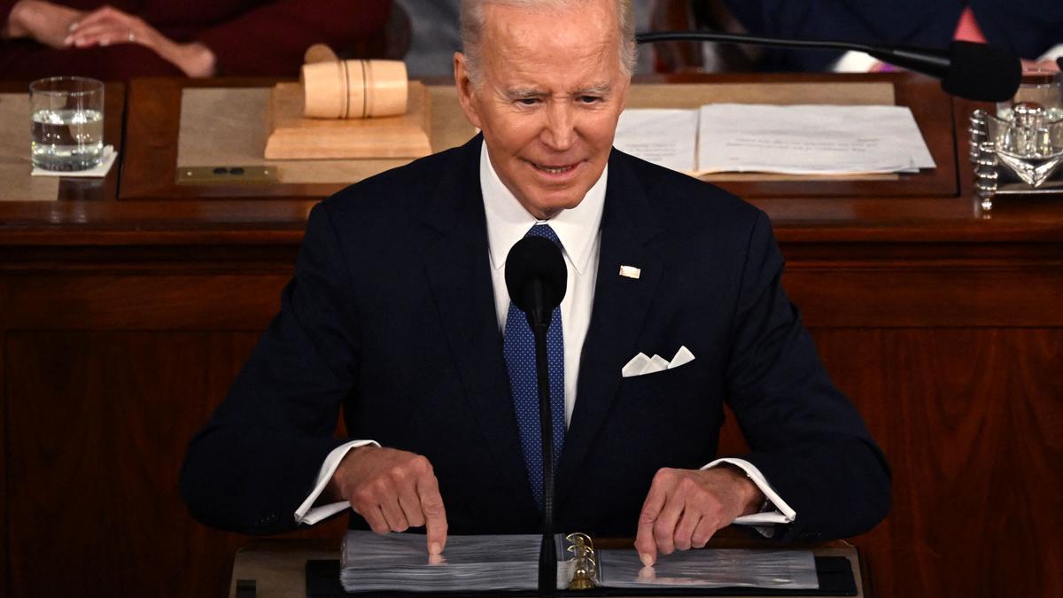 Biden, durante el discurso del estado de la Unión.