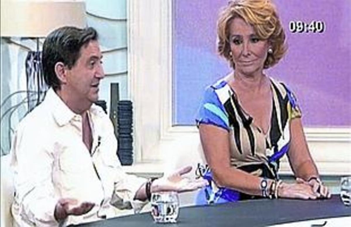 Jiménez Losantos i Esperanza Aguirre, ahir, a Ana Rosa (T-5). Jiménez Losantos i Esperanza Aguirre, ahir, a Ana Rosa (T-5).