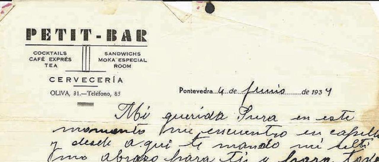 Carta de despedida escrita na capela do cárcere de Pontevedra.