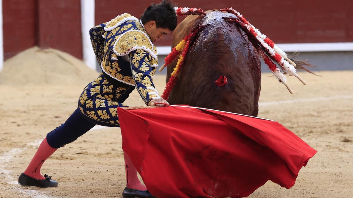 Francisco de Manuel lidia a un toro este viernes, en la Feria de San Isidro de Madrid.