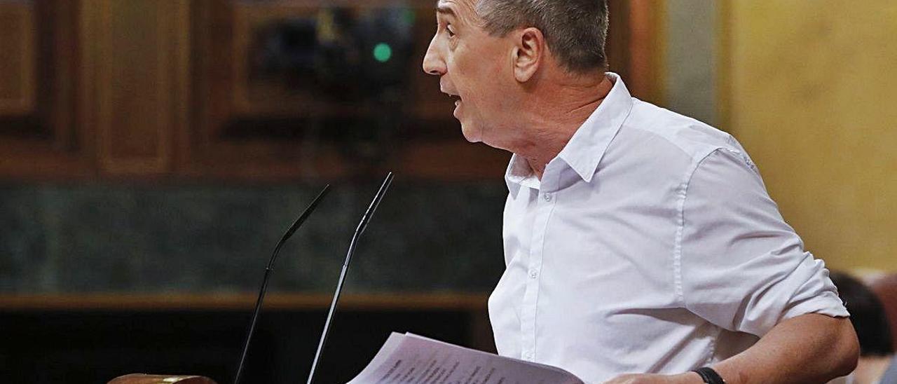 Joan Baldoví, durante su intervención ayer en el Congreso de los Diputados.