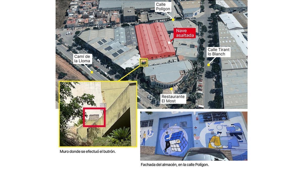 Localización del butrón en el almacén logístico de Aldaia.