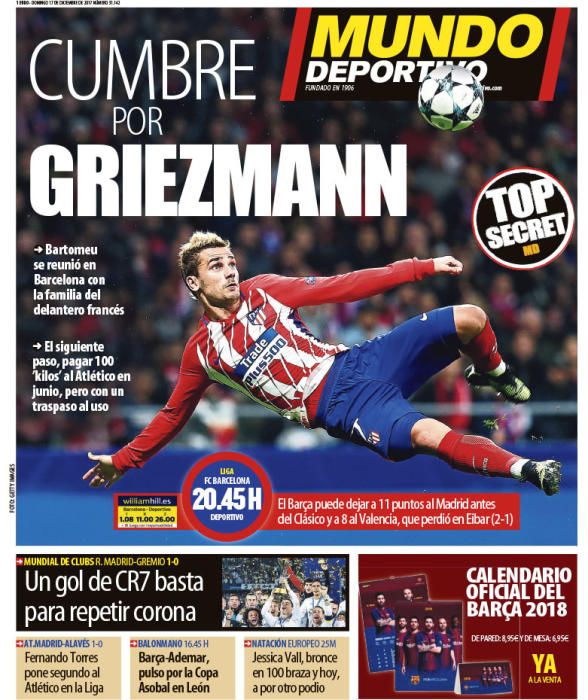 Las portadas deportivas del 17 de diciembre