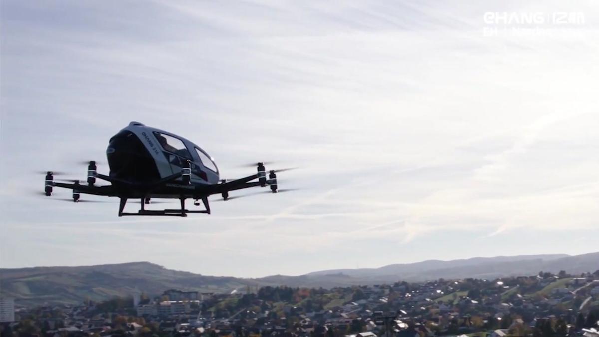 Drones con pasajeros de la empresa Ehang.