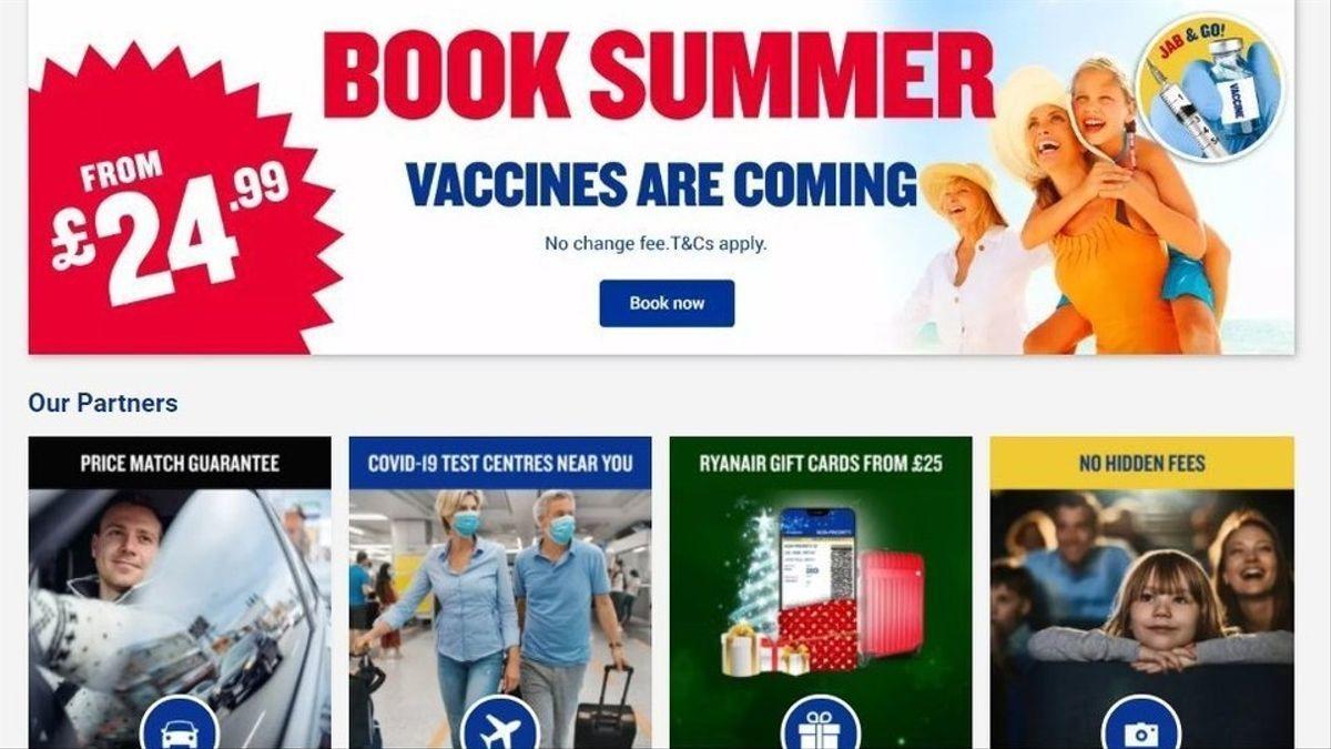 La publicitat de Ryanair on s&#039;animava a reservar bitllets per a l&#039;estiu perquè les vacunes ja haurien arribat