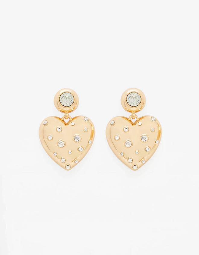 Pendientes con strass con motivo de corazón, de Bershka