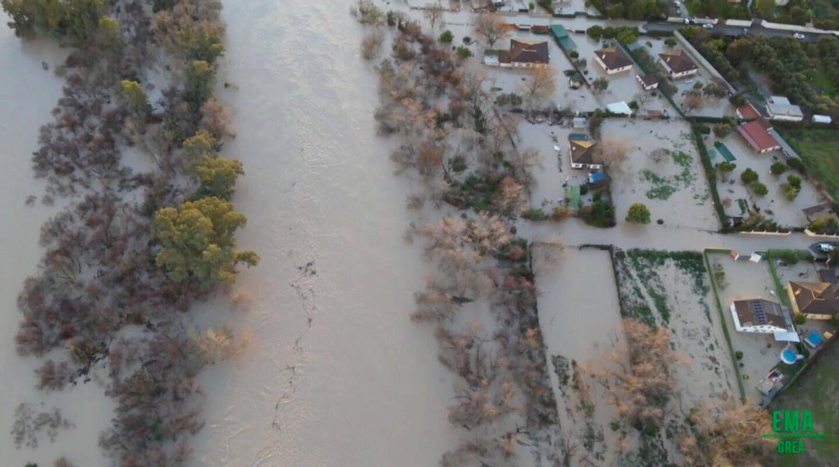 CÓRDOBA Borrasca Marta inundaciones temporal inundación del Aeropuerto y parcelación de Guadalvalle y La Altea Guadalquivir