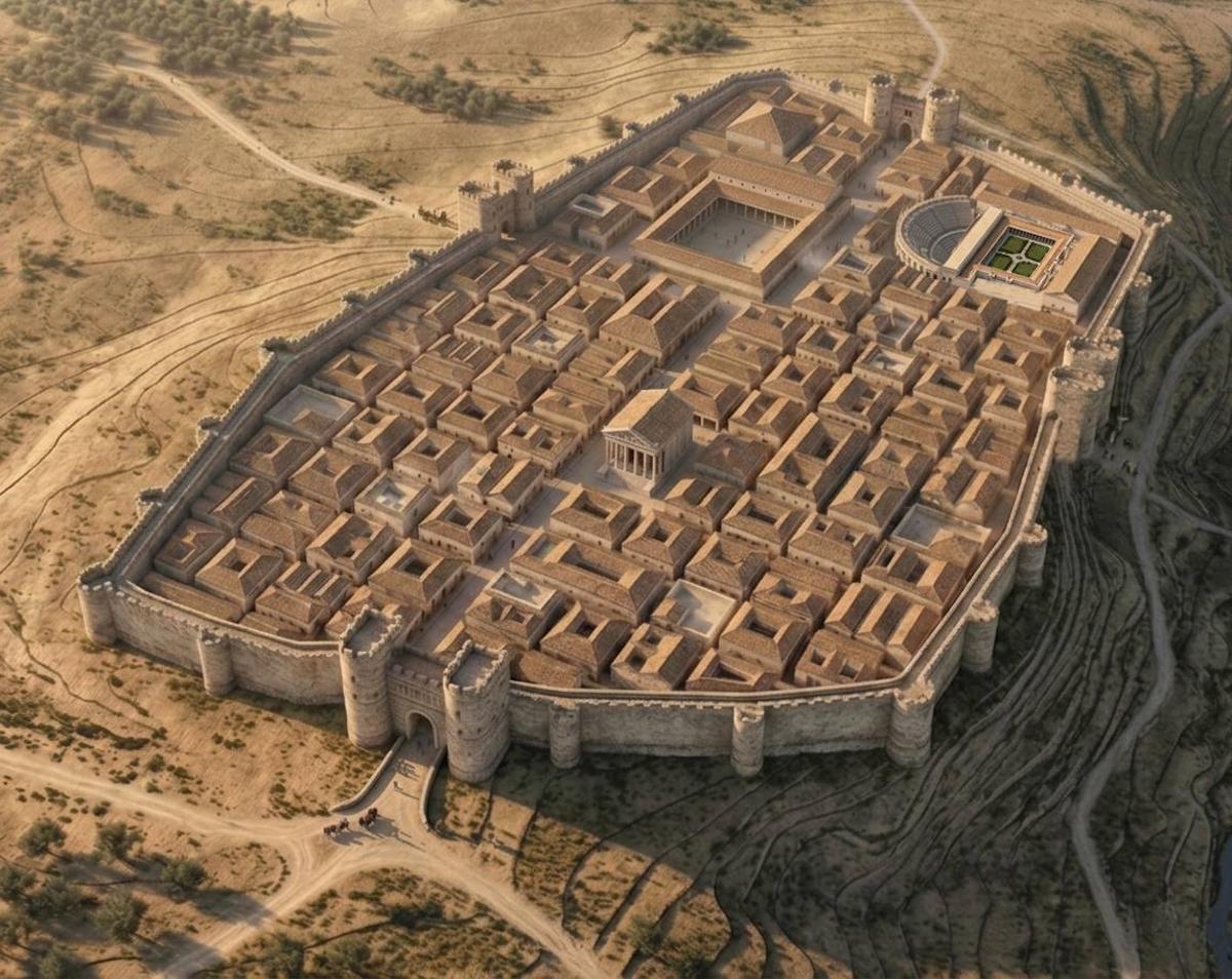 Imagen aérea 3D de Norba Caesarina.