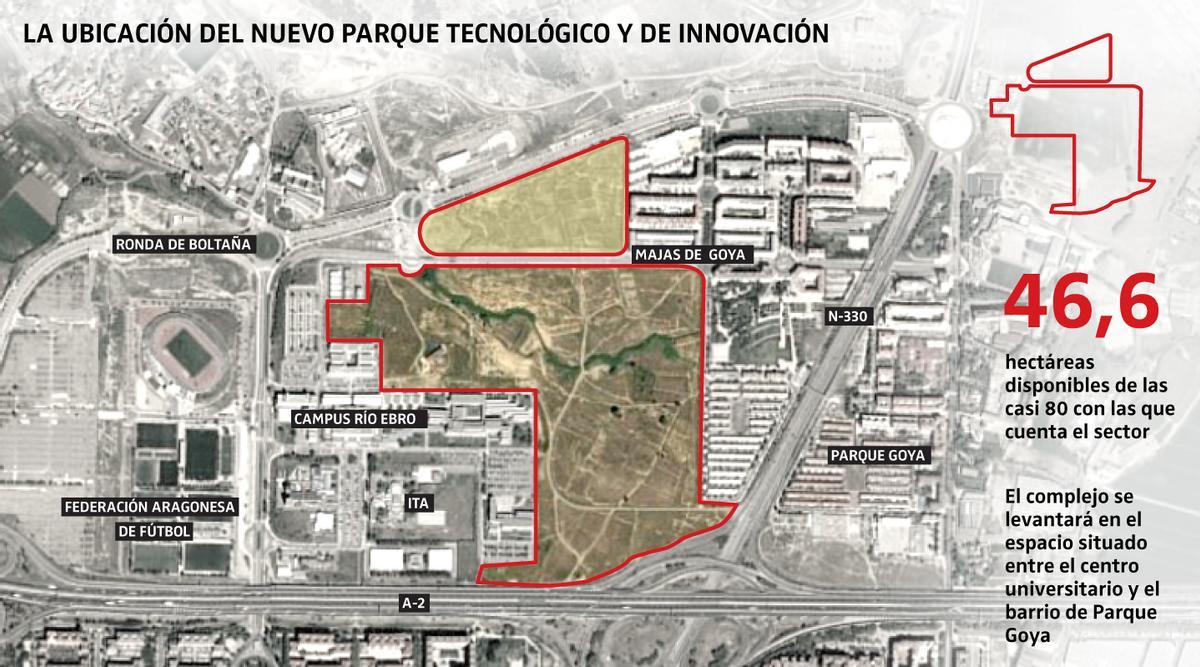 Mapa de situación del futuro parque tecnológico de Zaragoza.