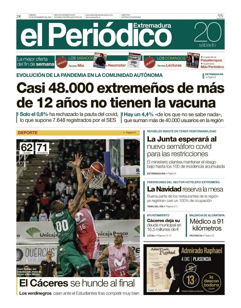 Consulta la portada correspondiente al día 20 de noviembre del 2021