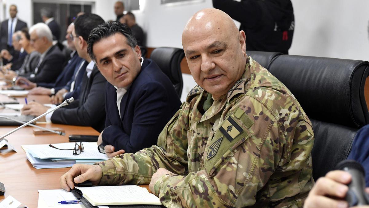 El comandante de las Fuerzas Armadas del Líbano, el general Joseph Aoun, durante una reunión del gabinete el pasado 7 de diciembre en Tiro.