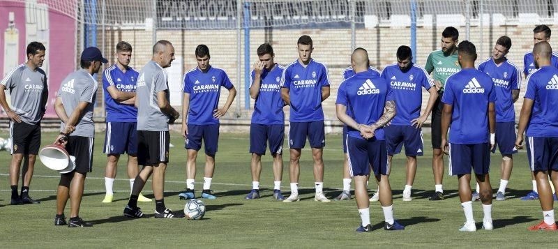 Entreno de hoy del Real Zaragoza en la Ciudad Deportiva.