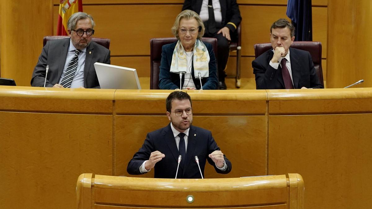 MADRID 08/042024. Pere Aragonès durante la Comisión General de Comunidades Autónomas en el Senado donde se debatirá sobre la amnistía.