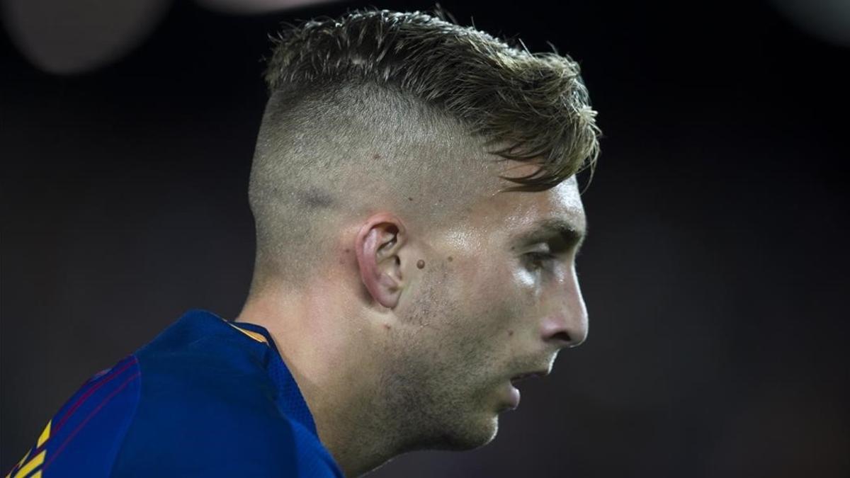 Deulofeu, en el partido ante el Eibar en el Camp Nou.